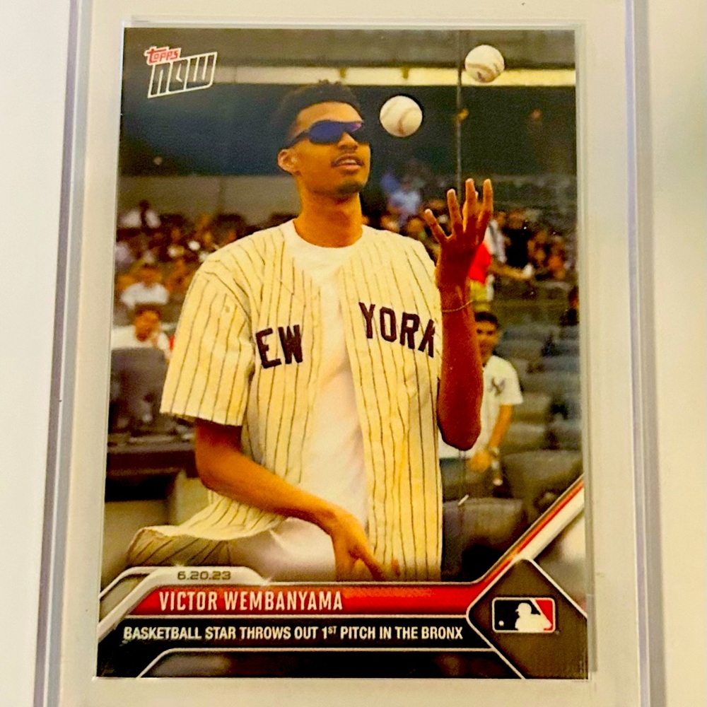 VICTOR WEMBANYAMA 2023 TOPPS ROOKIE CARD THROWING OUT 1st PITCH@ YANKEE STADIUM